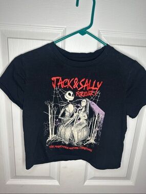 Disney Black Jack & Sally Crop Top with Red Graphic